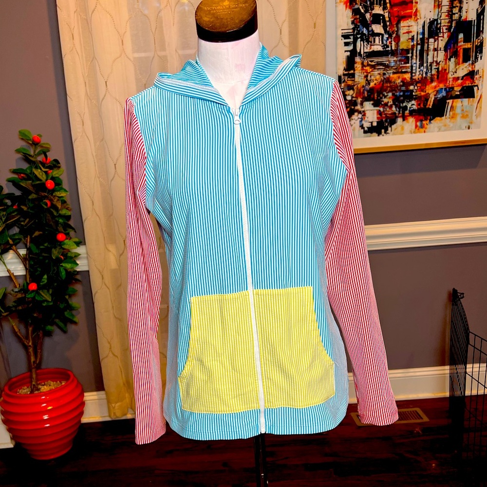 Lands end long sleeve zip front shirt for the beach, lake or pool